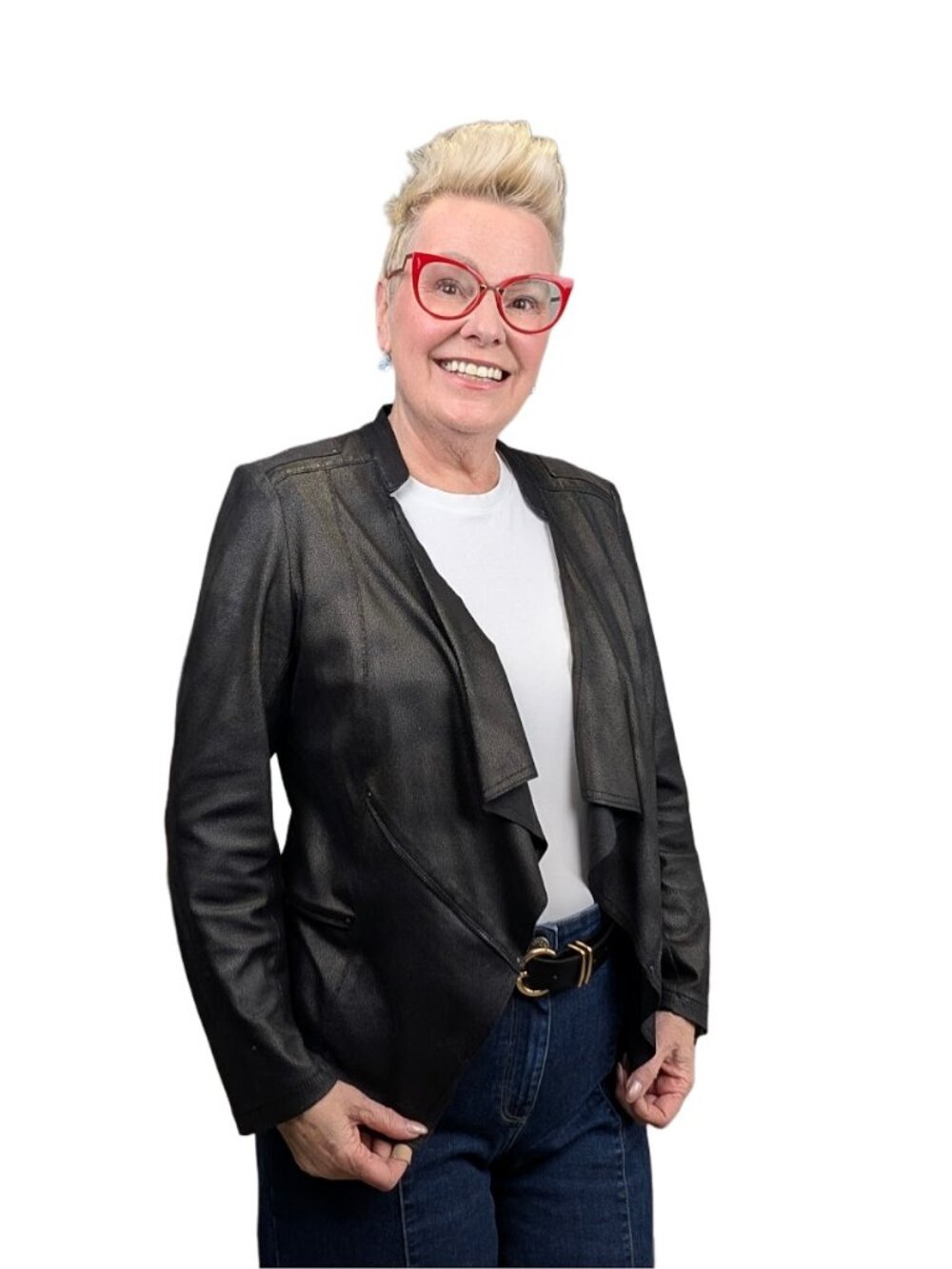VEX Collection Waterfall Faux Leather Jacket – EU 42